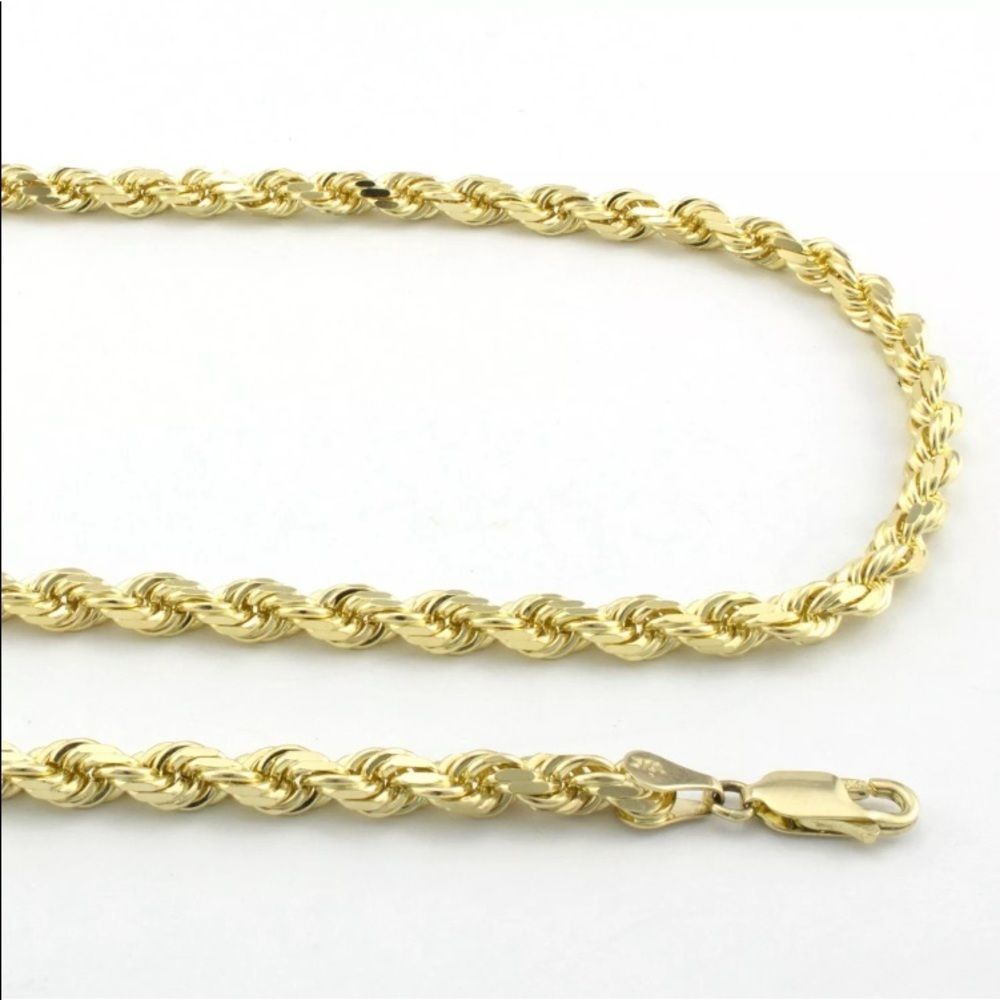 New Real Gold Rope Chain 4mm Thick 24” Necklace